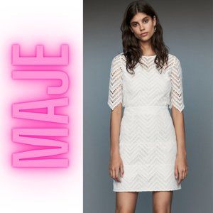 MAJE Rosalba White Straight Lace Dress NWT